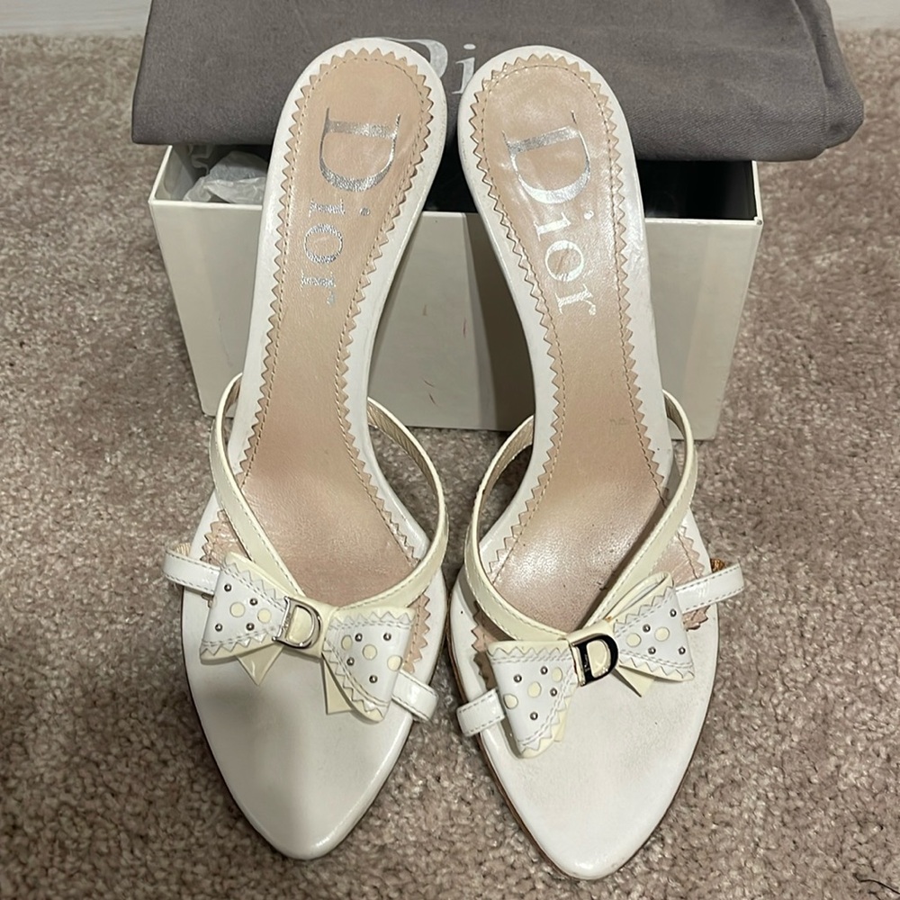 Dior white patient Barbie Sandals with bow